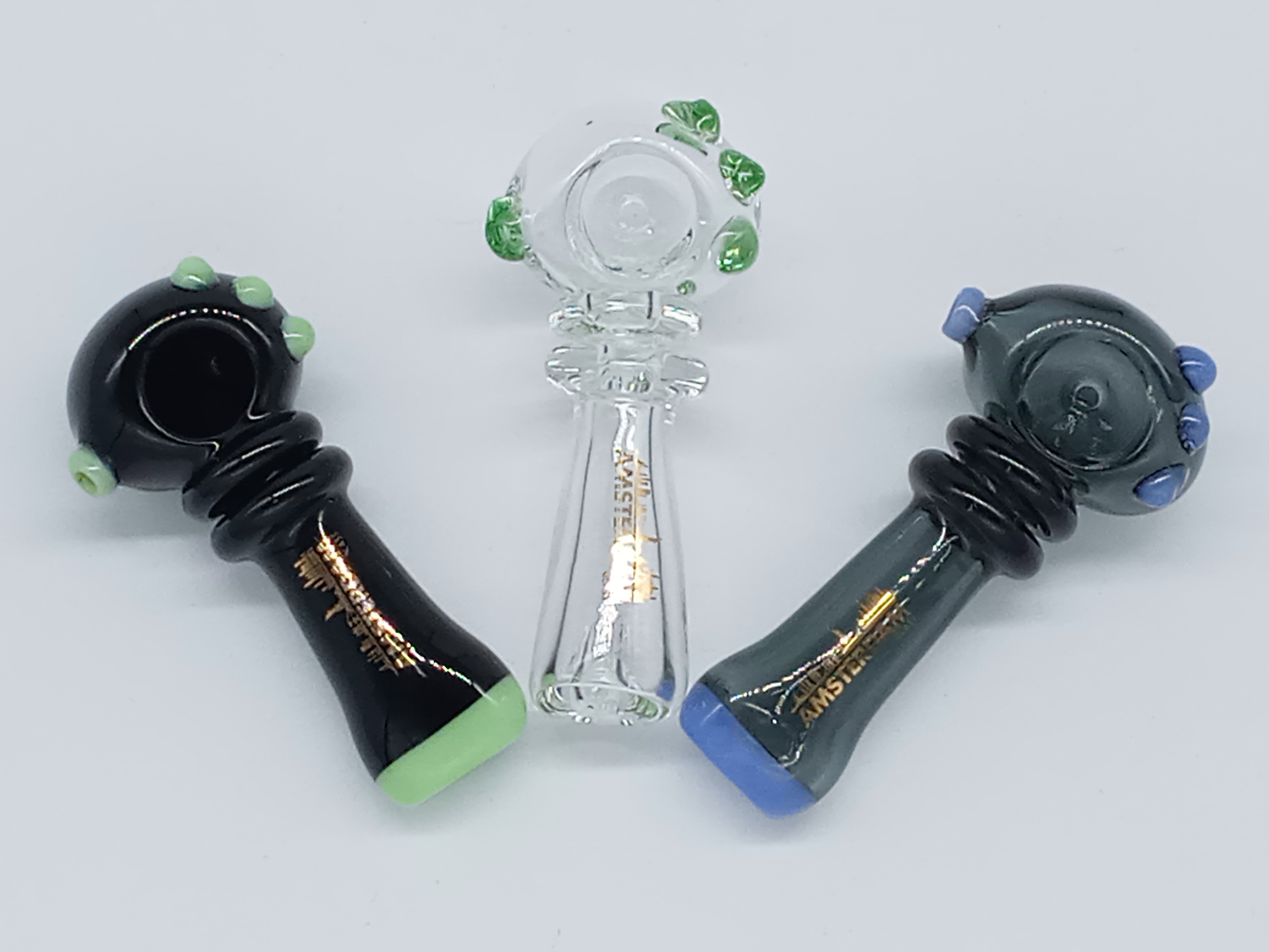 3.5 Inch Assorted Fritted Spoon Glass Hand Pipe Weed Bowl